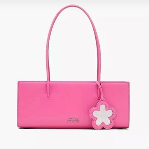 Marc Jacobs Hot Pink Leather Shoulder Tote with Flower Charm